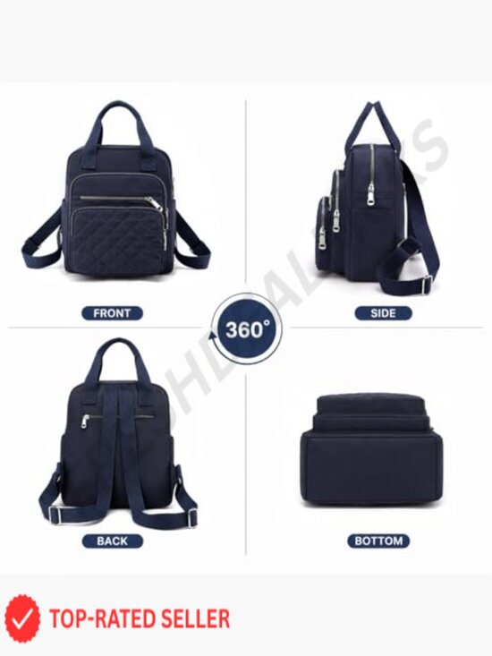 Small Quilted Square Backpack Waterproof Multi Pockets Lightweight Daypack Top main image 5